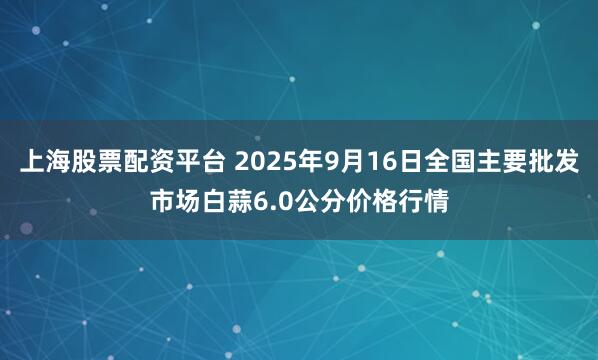 上海股票配资平台 2025年9月16日全国主要批发市场白蒜6.0公分价格行情
